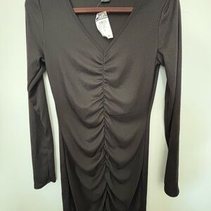 Rue21 Black Long Sleeve Ruched Dress